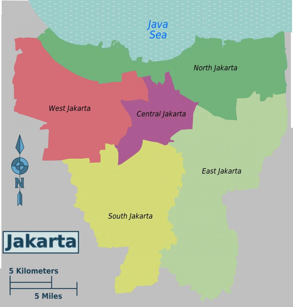 kaart Jakarta linnaosades