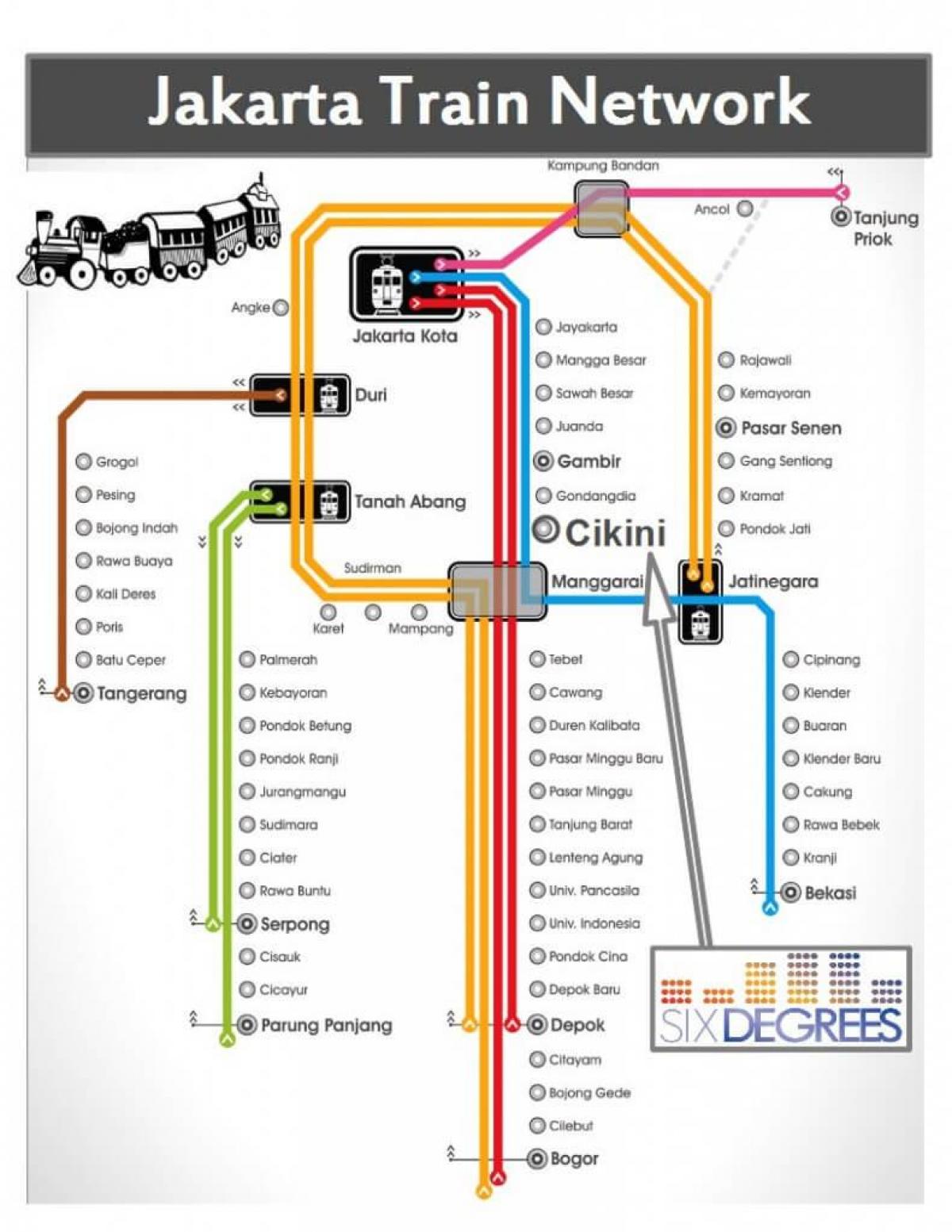 kaart Jakarta rongi jaama